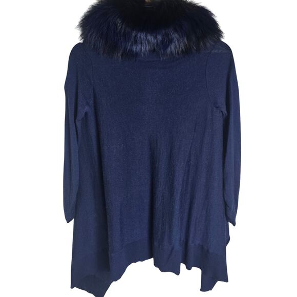Alice + Olivia Izzy Cascade Open Front Cardigan Dyed Silver Fox Fur Collar, XS - Picture 5 of 11